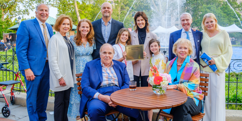 Governor Ed Rendell and family at the dedication ceremony for the Rendell Family Fountain at Franklin Square