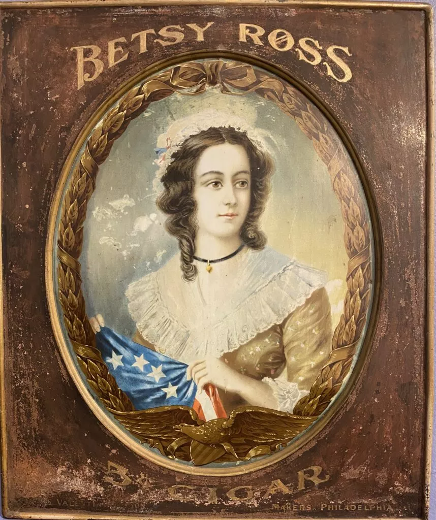 A Valentine & Son cigar ad featuring Betsy Ross Circa. 1900
